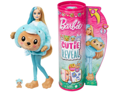 MATTEL Barbie Cutie Reveal – Bambola con Costume di Peluche da Orsacchiotto-Delfino HRK25