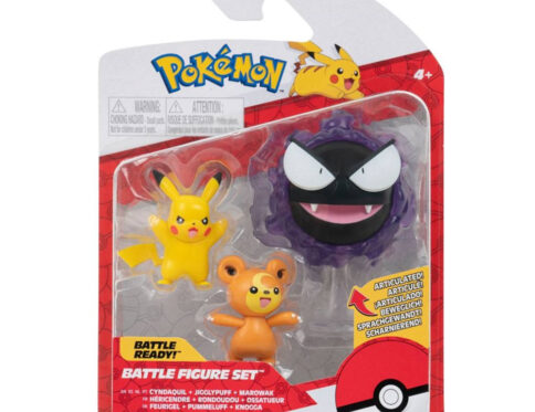 JAZWAREZ Pokemon Battle Ready Deluxe Action Figure | Pikachu + Teddiursa + Gastly