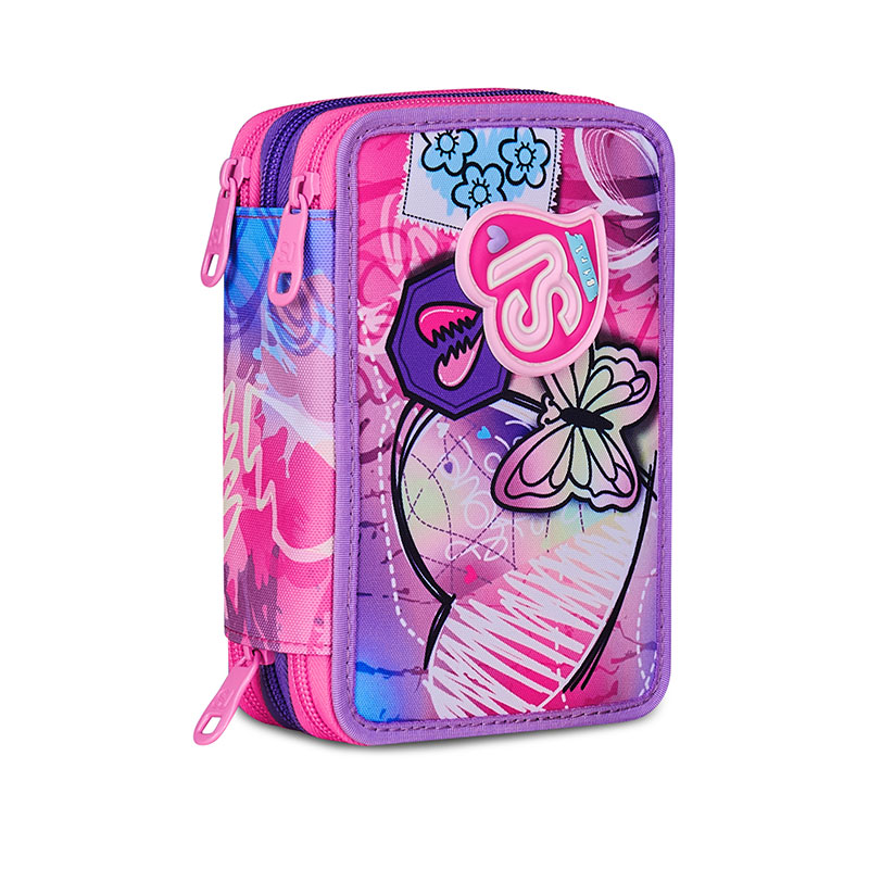 SEVEN SJ Ever Astuccio 3 Zip Tinypatch Butterfly Girl