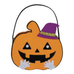 Cestino Halloween a Forma di Zucca in Feltro 16 cm
