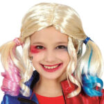 Parrucca Bionda con Codini Colorati Bambina in Stile Harley Queen