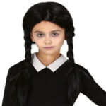 Parrucca Nera con Trecce in stile Mercoledì Famiglia Addams