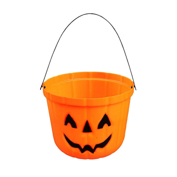 Secchio zucca di plastica arancione per Halloween