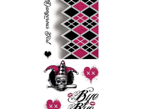 Tatuaggi Temporanei Ragazza Giullare Malefica 30×14 cm