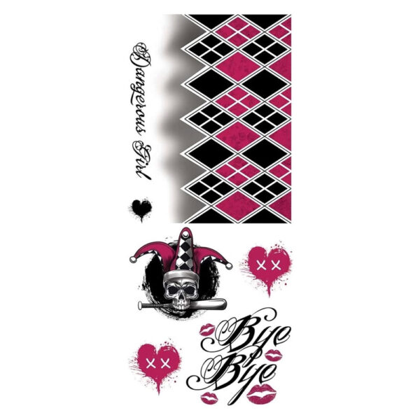 Tatuaggi Temporanei Ragazza Giullare Malefica 30×14 cm