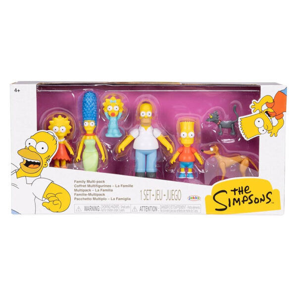 JAKKS The Simpsons set famiglia | Homer, Marge, Bart, Lisa, Maggie, Piccolo aiutante di Babbo Natale e Palla di neve