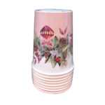 Bicchieri Natalizi Bianchi e Rosa Decorati con Bacche 8 pz