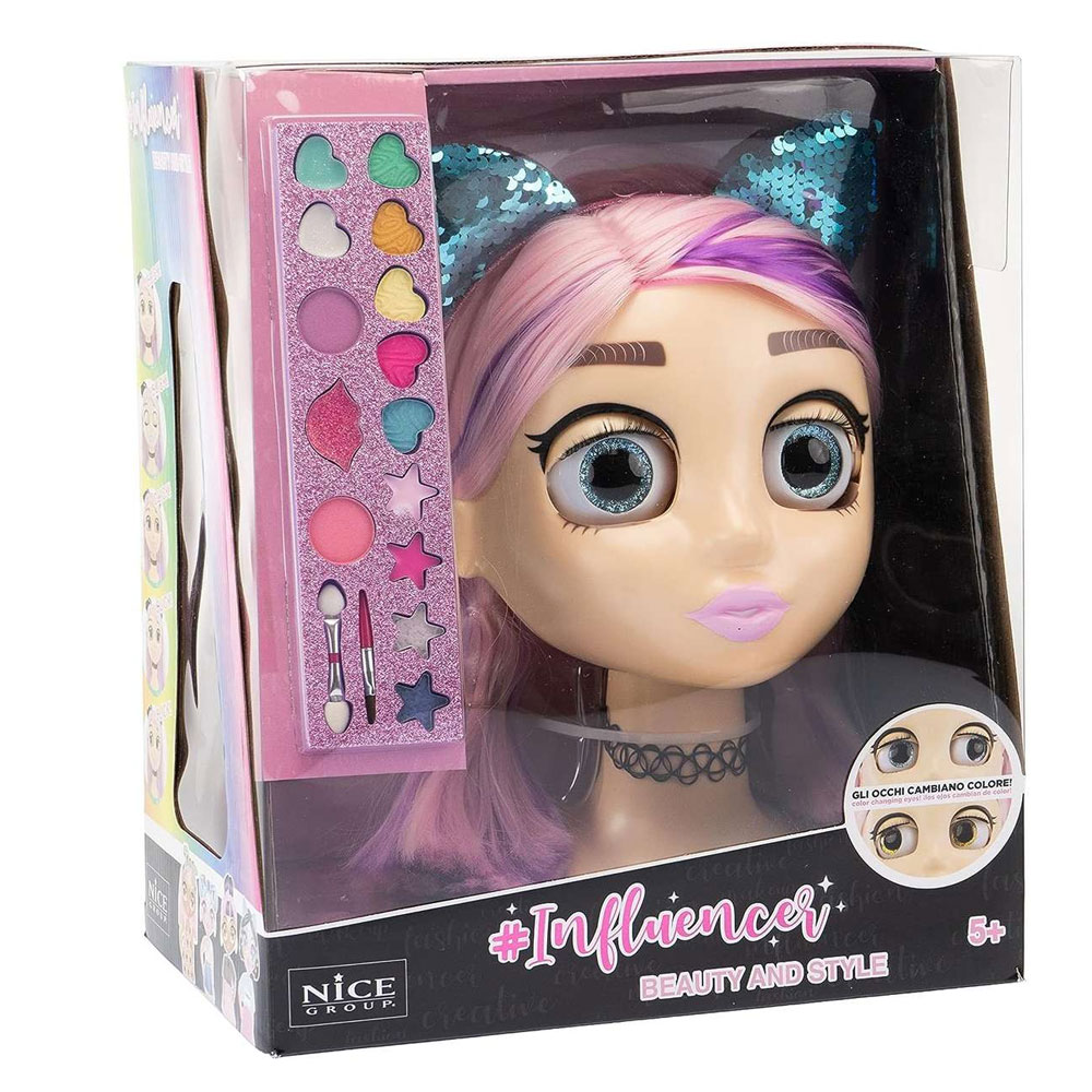 NICE Playset Doll: Testa da Truccare e Pettinare – Beauty and Style Influencer Set