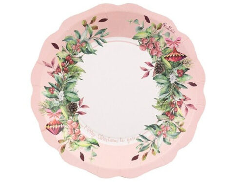 Piatti Fondi Natalizi Cherry Christmas Rosa Cipria 21cm 8pz