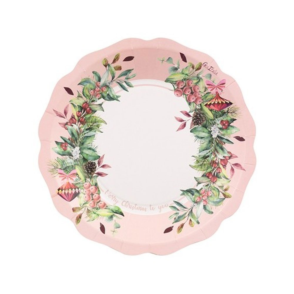 Piatti-Fondi-Natalizi-Cherry-Christmas-Rosa-Cipria-21cm-8pz