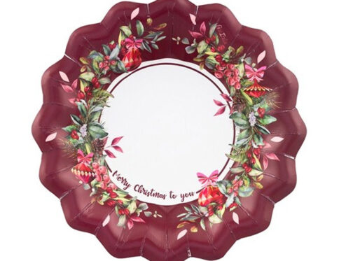 Piatti Fondi Natalizi Cherry Christmas Rosso Ciliegia e Rosa 24cm 8pz