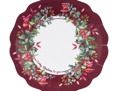 Piatti Natalizi Cherry Christmas Rosso Ciliegia e Rosa Cipria 27cm 8pz