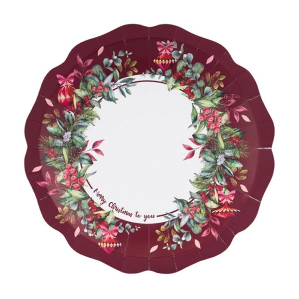 Piatti Natalizi Cherry Christmas Rosso Ciliegia e Rosa Cipria 27cm 8pz