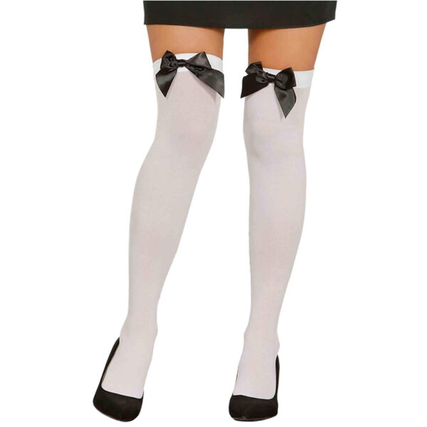 Calze Parigine Bianche con Fiocco Nero