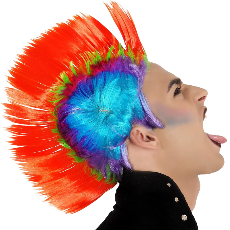 Parrucca con Cresta Punk Multicolore Rockstar Anni 80
