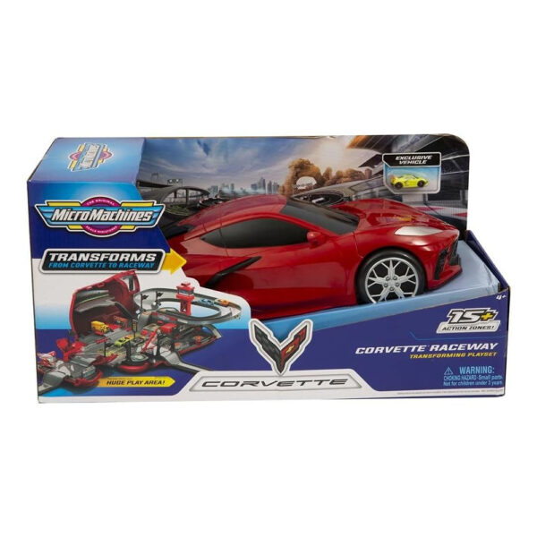 GRANDI GIOCHI Micro Machines Auto Corvette Trasformabile Playset Città con Veicolo MCM13000