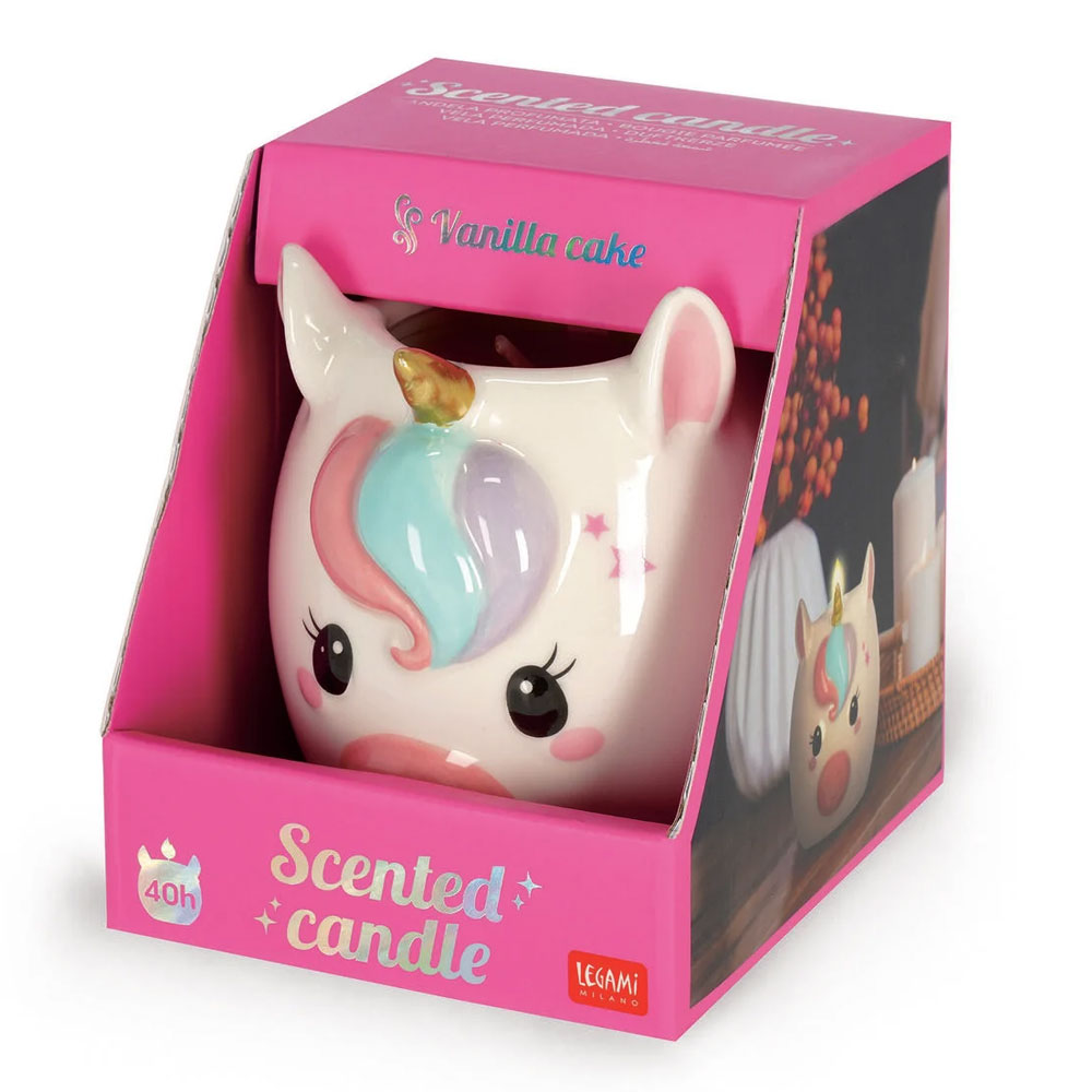 LEGAMI Candela Profumata in Caramica Dipinta Vaniglia | Unicorno