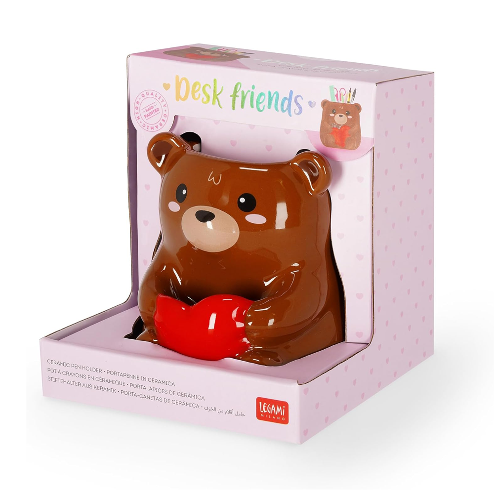 LEGAMI Portapenne Desk Friends Teddy Bear con Cuore