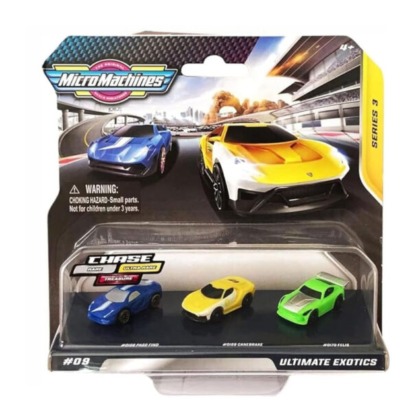 GRANDI GIOCHI Micro Machines Starter Pack Serie 3 Veicoli Ultimate Exotics Chase