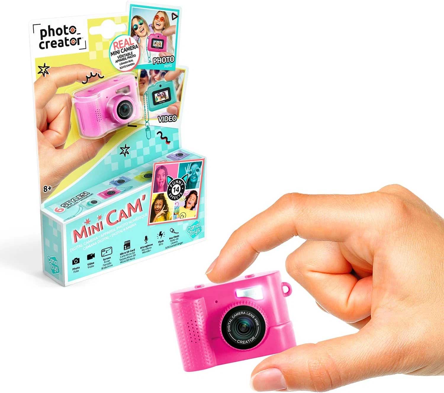 PHOTO CREATOR Mini Fotocamera Digitale Fucsia Compact 1GB SD Card Ricaricabile 6 Colori Disponibili