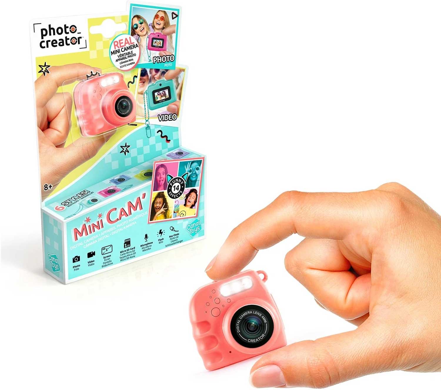 PHOTO CREATOR Mini Fotocamera Digitale Rosa Instant 1GB SD Card Ricaricabile 6 Colori Disponibili