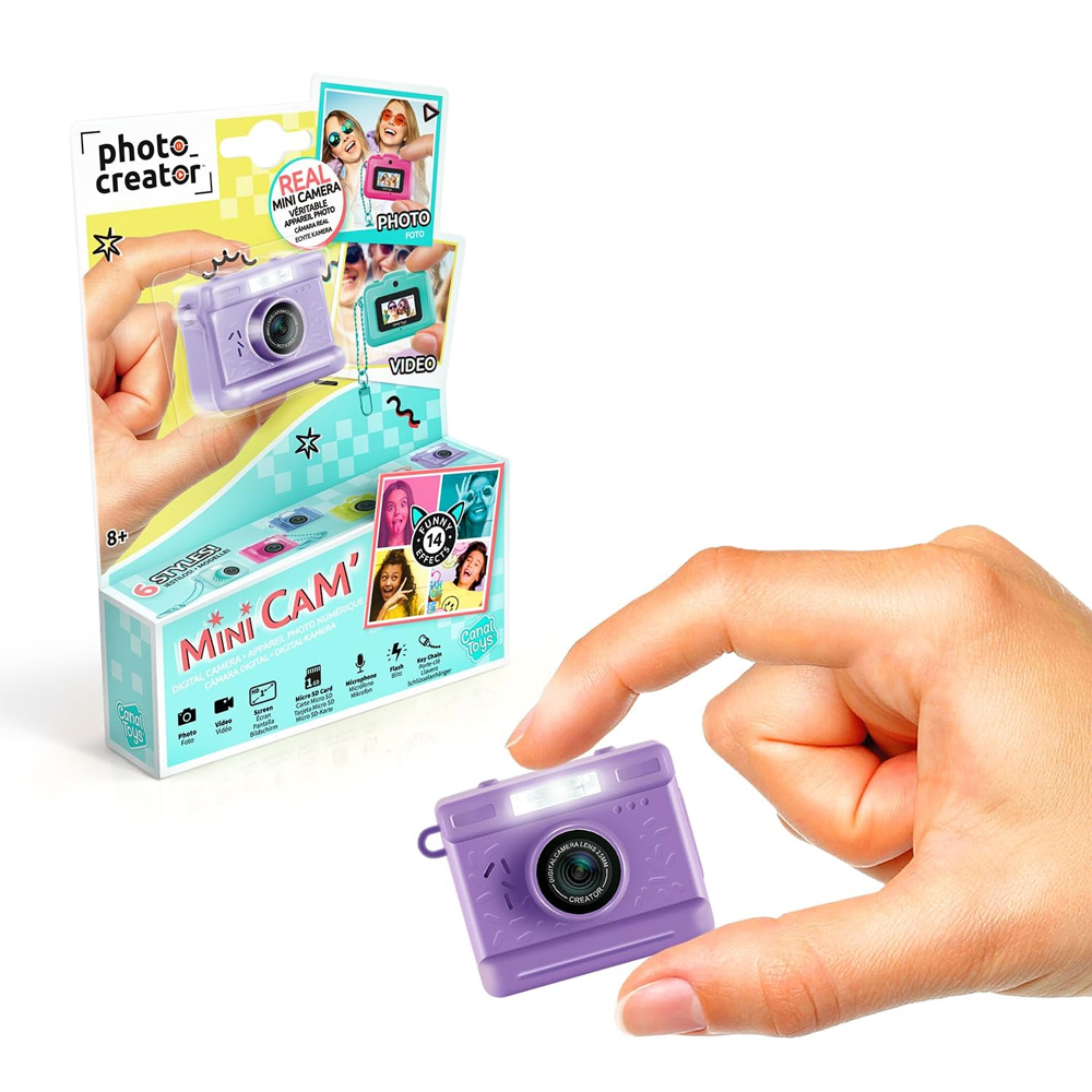 PHOTO CREATOR Mini Fotocamera Digitale Viola Vintage 1GB SD Card Ricaricabile 6 Colori Disponibili
