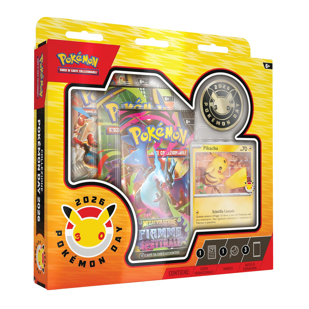 Pokémon Day 2026 GCC Carta Promo Pikachu + Moneta + 3 Buste di Espansione | Italiano