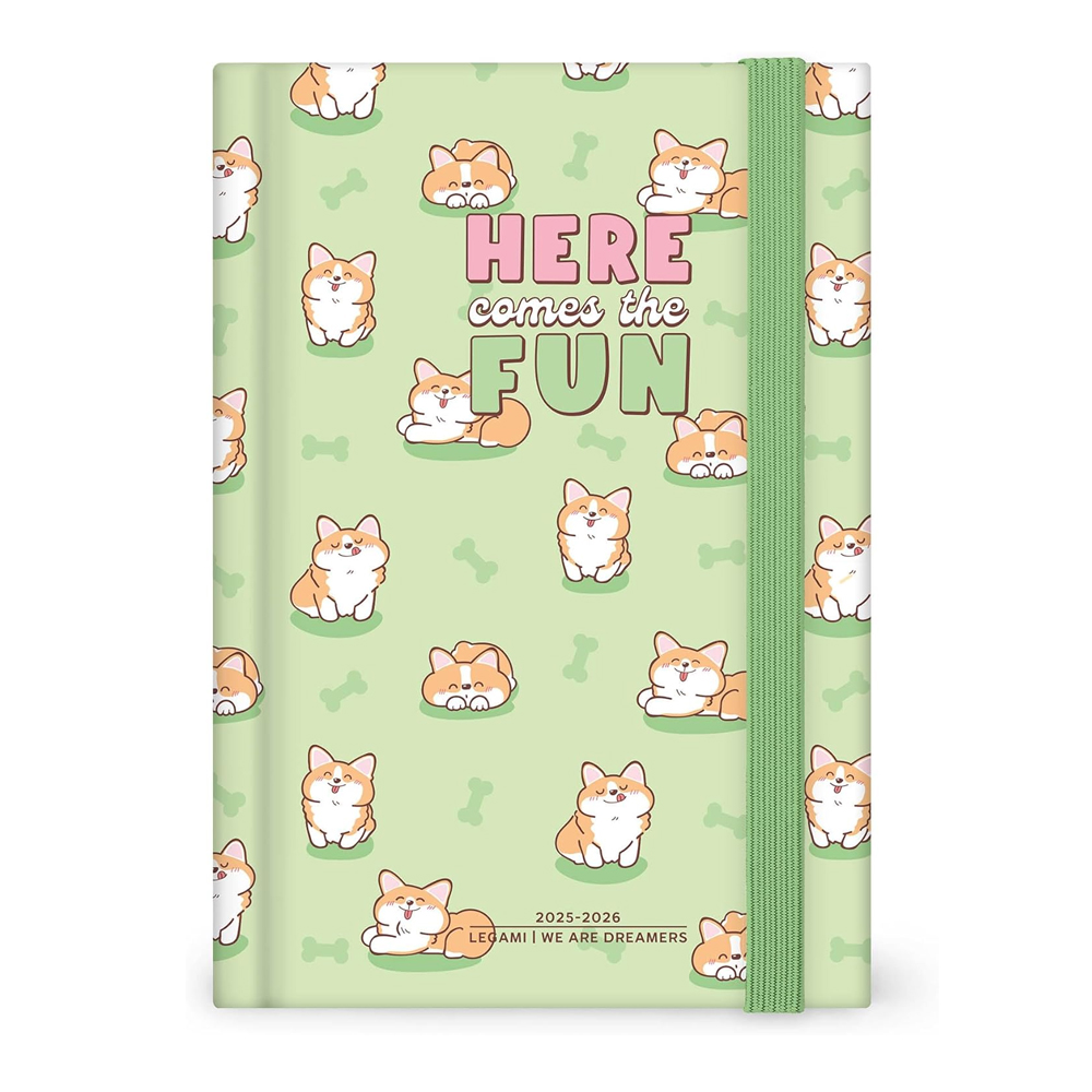 LEGAMI Agenda Giornarliera Fotografica Corgi 16 Mesi da Settembre 2025 a Dicembre 2026 2025-2026 12 x 18 cm