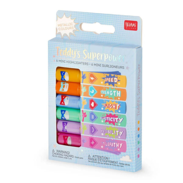 LEGAMI Set di 6 Mini Evidenziatori - Teddy's Superpower