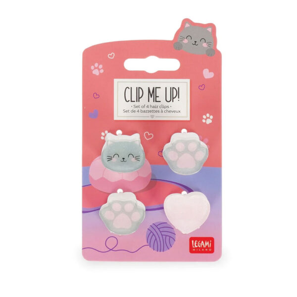 LEGAMI Clip me up! Kitty – Set di 4 Mini Mollette per Capelli a tema Gatto