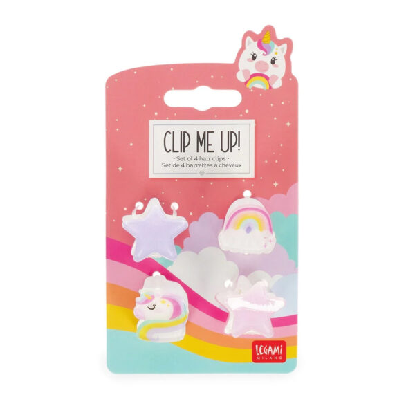 LEGAMI Clip me up! Kitty – Set di 4 Mini Mollette per Capelli a tema Unicorno