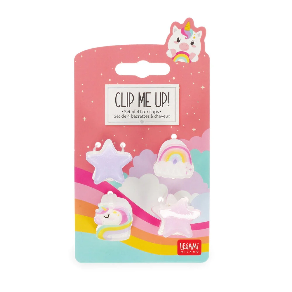 LEGAMI Clip me up! Kitty – Set di 4 Mini Mollette per Capelli a tema Unicorno