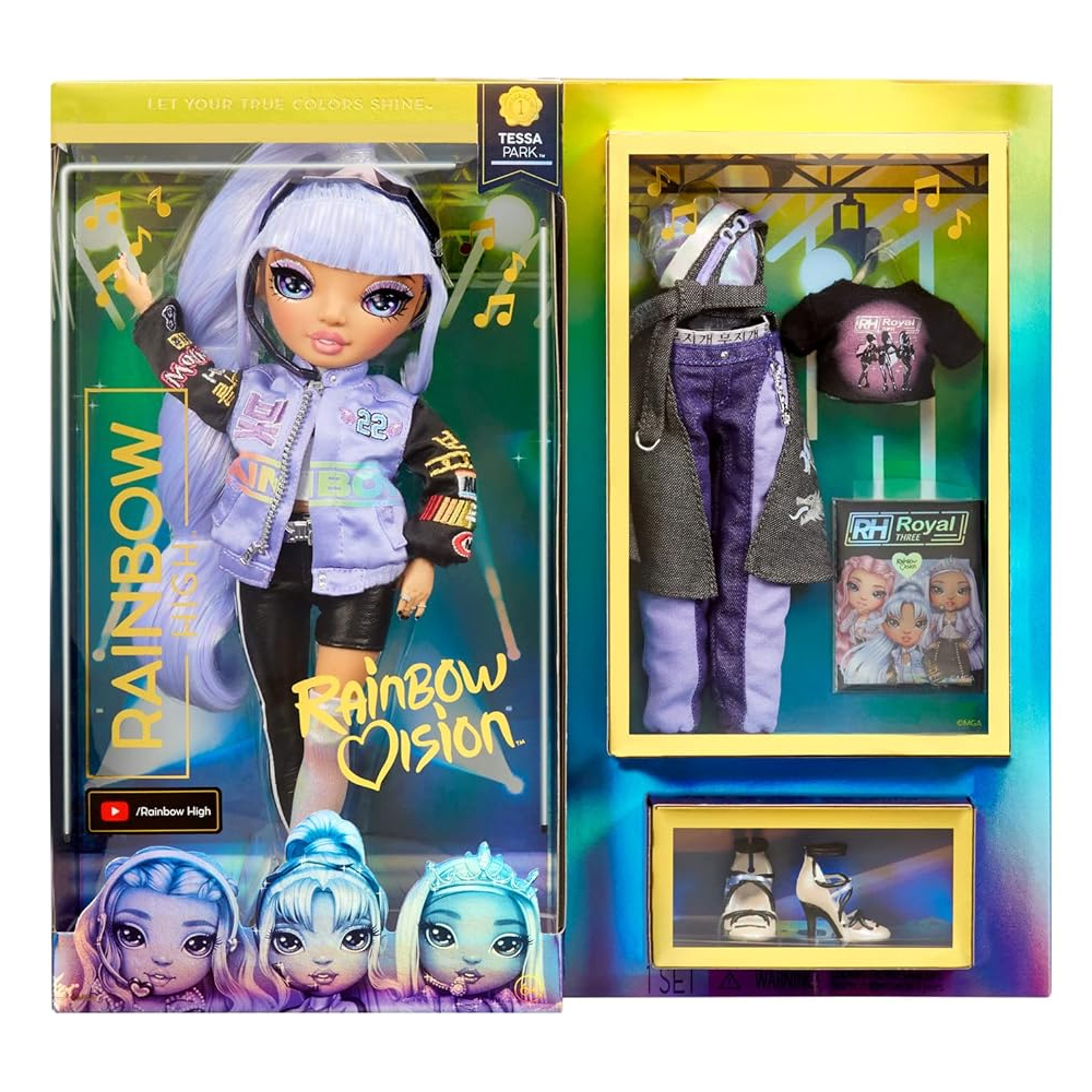 MGA Rainbow High Rainbow Vision: Tessa Park – Bambola K-Pop Royal Three con 2 Outfit e Accessori