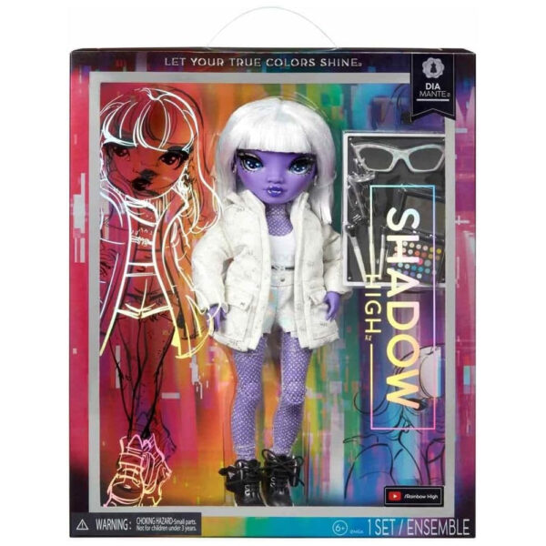 MGA Rainbow High Shadow High: Dia Mante – Bambola alla Moda con Outfit Argento e Accessori