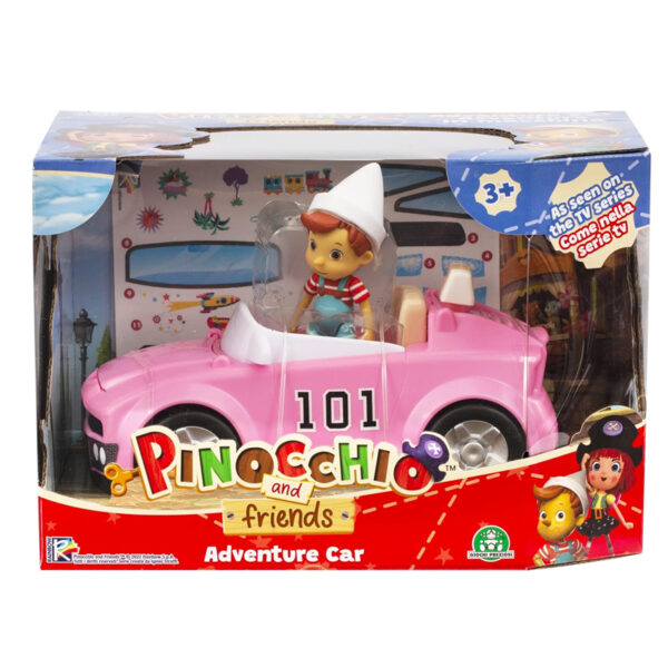 GIOCHI PREZIOSI Auto con Personaggio di Pinocchio Articolato incluso + Stickers