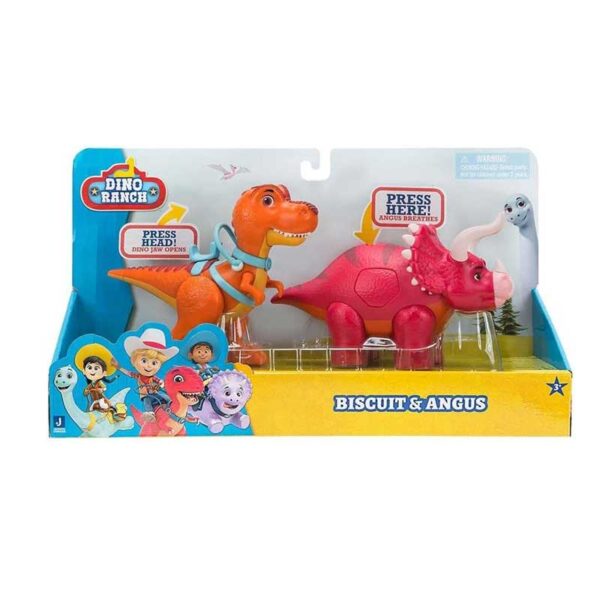GIOCHI PREZIOSI Dino Ranch set 2 Personagi Articolati Biscuit e Angus