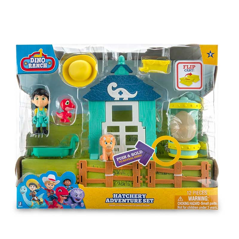 GIOCHI PREZIOSI Dino Ranch Playset Il Capanno Delle Uova Dei Dinosauri + 1 Personaggio + 2 Mini Dinosauri + Accessori