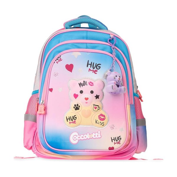 COCCOLOTTI Zaino Scuola Rosa e Celeste Hugs & Kisses Capiente e Resistente