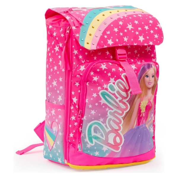 GIOCHI PREZIOSI Zaino Scuola Barbie Rosa con Arcobaleno e Stelle Capiente e Resistente