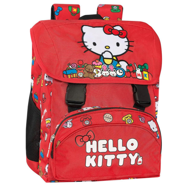 PANINI Zaino Scuola Hello Kitty Rosso con Patta e Fibbie