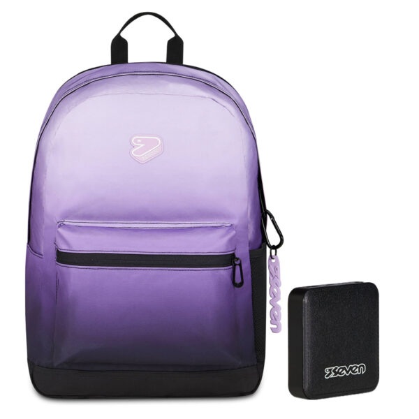 SEVEN Zaino Double Sfumato Viola e Nero con Power Bank Incluso