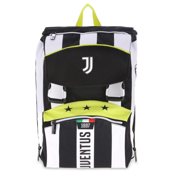SEVEN Zaino Scuola Juventus Nero, Bianco e Giallo Fluo