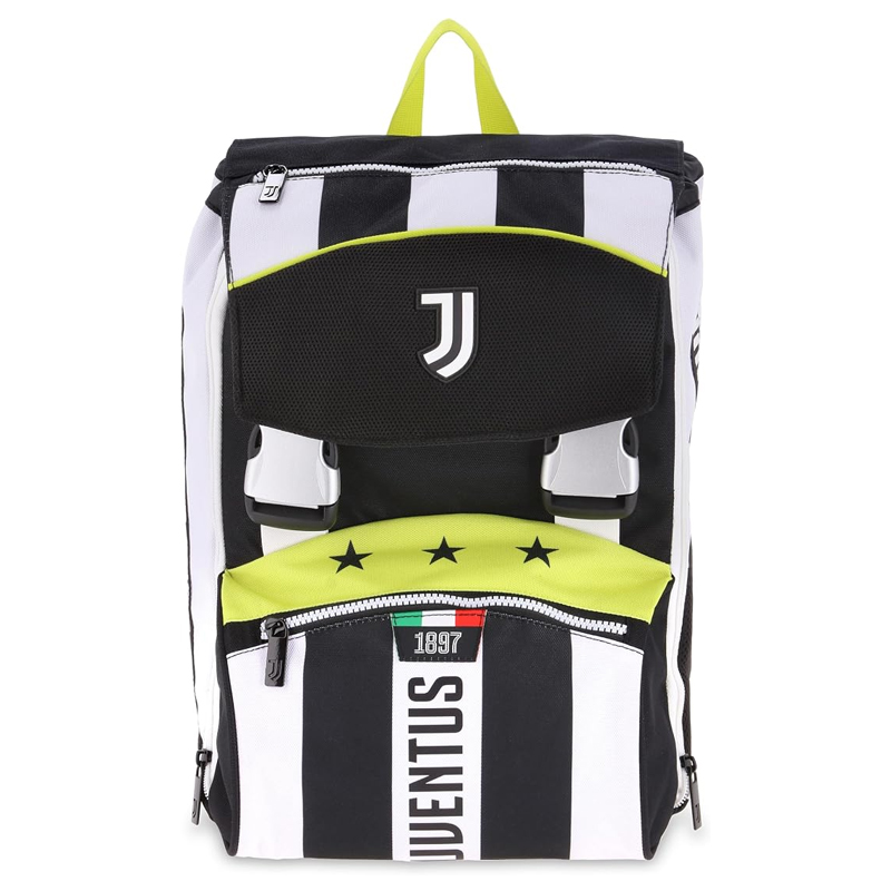 SEVEN-Zaino-Scuola-Juventus-Nero,-Bianco-e-Giallo-Fluo
