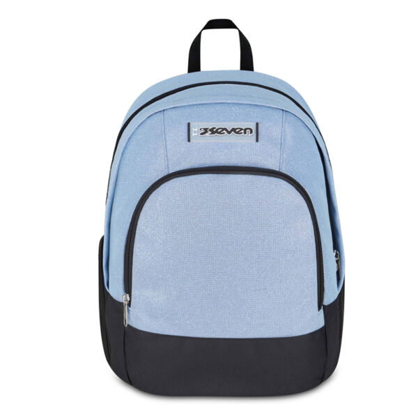 SEVEN Zaino Seven Azzurro e Nero Glitterato Multitasca Organizzato Capiente