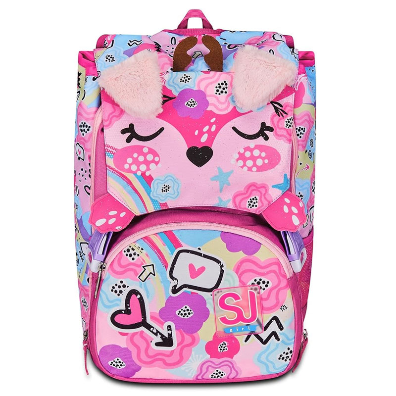SJ GANG Zaino Scuola Volpina con Dettagli Peluche