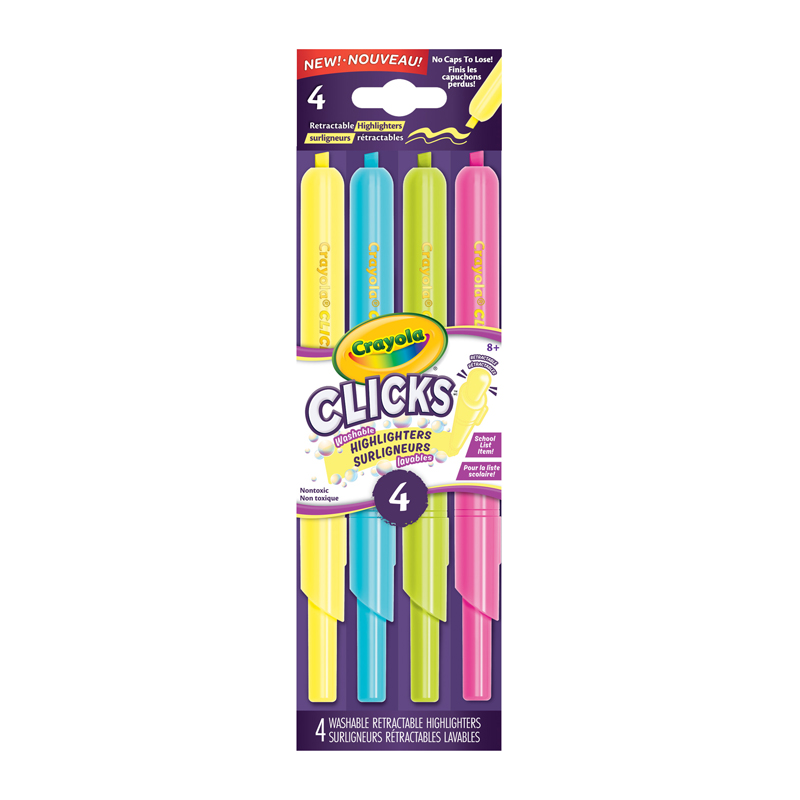 CRAYOLA Clicks Set 4 Evidenziatori Retrattili Lavabili
