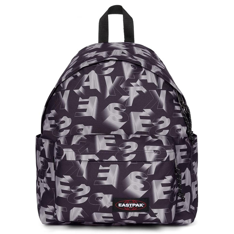 EASTPAK-Zaino-Scuola-Fantasia-Tipografica-3D-Nero-Grigio-e-Bianco